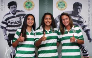 Da esquerda para a direita: Tânia, Nadine e Sara (Crédito: José Cruz/Sporting.pt)